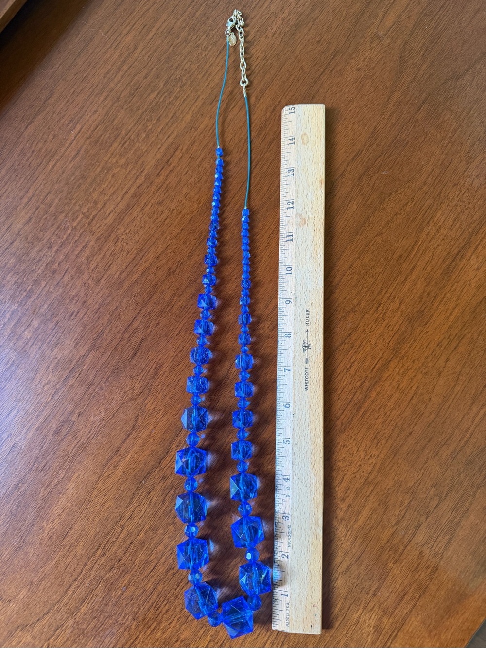Faceted Blue Statement Beaded Necklace by Joan Rivers 18” - Picture 9 of 9